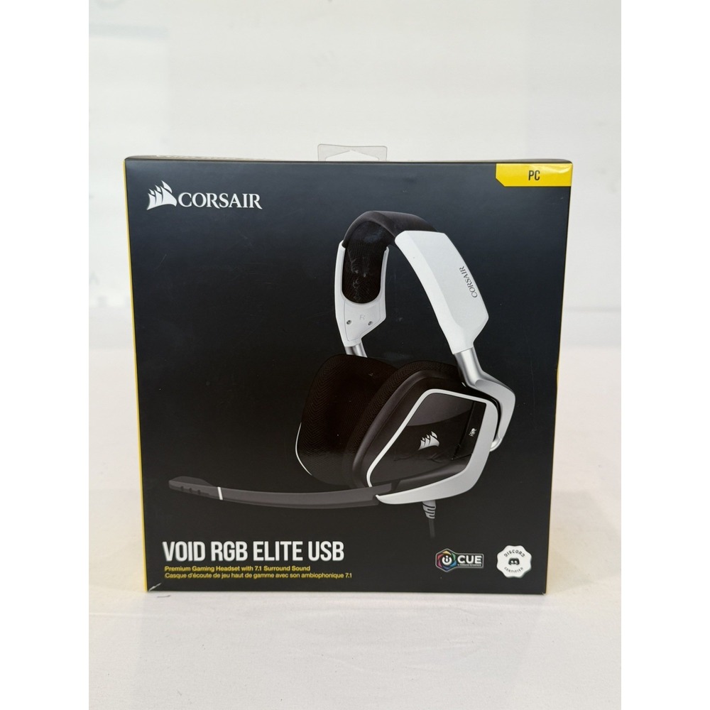 Corsair VOID RGB ELITE Wireless 7.1 Surround Gaming Headset Boom Mic White NIB